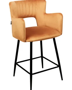 Set di 2 sedie alte SANILAC Velluto Arancione