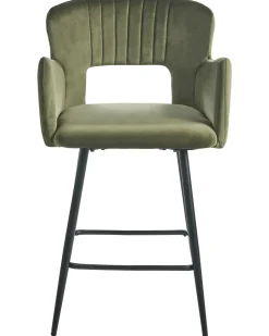 Set di 2 sedie alte SANILAC Velluto Verde oliva