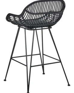 Set di 2 sedie alte TERRELL Rattan Nero