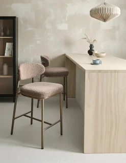 Set di 2 sedie alte UNITY Bouclé Tortora