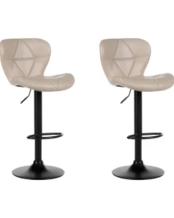 Set di 2 sedie alte VALETTA Pelle sintetica Beige chiaro
