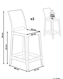 Set di 2 sedie alte WELLINGTON Trasparente