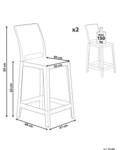 Set di 2 sedie alte WELLINGTON Bianco