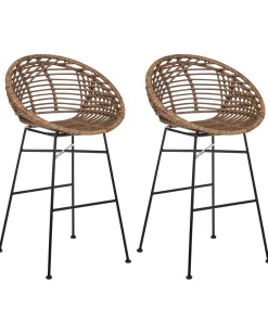 Set di 2 sedie alte WINDOM Rattan Marrone