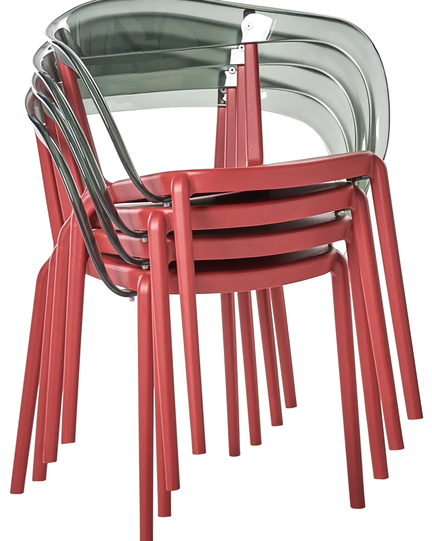 Set di 4 sedie da giardino MALEVIZI Impilabile Rosso