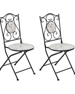 Set di 2 sedie da giardino ARTENA Pieghevole Metallo Nero