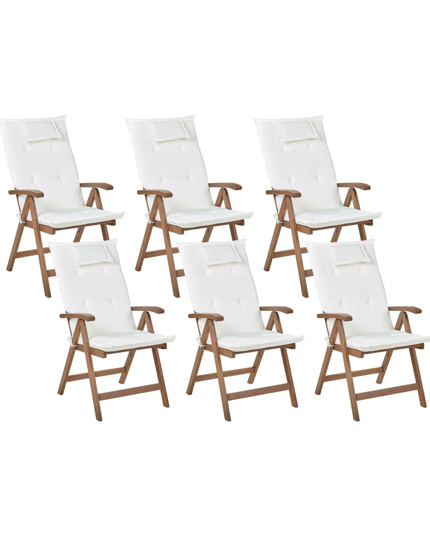 Set di 6 sedie da giardino con cuscini AMANTEA Legno d'acacia Bianco sporco