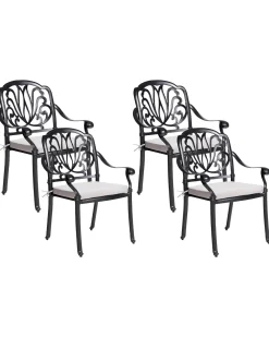 Set di 4 sedie da giardino con cuscini ANCONA Metallo Nero