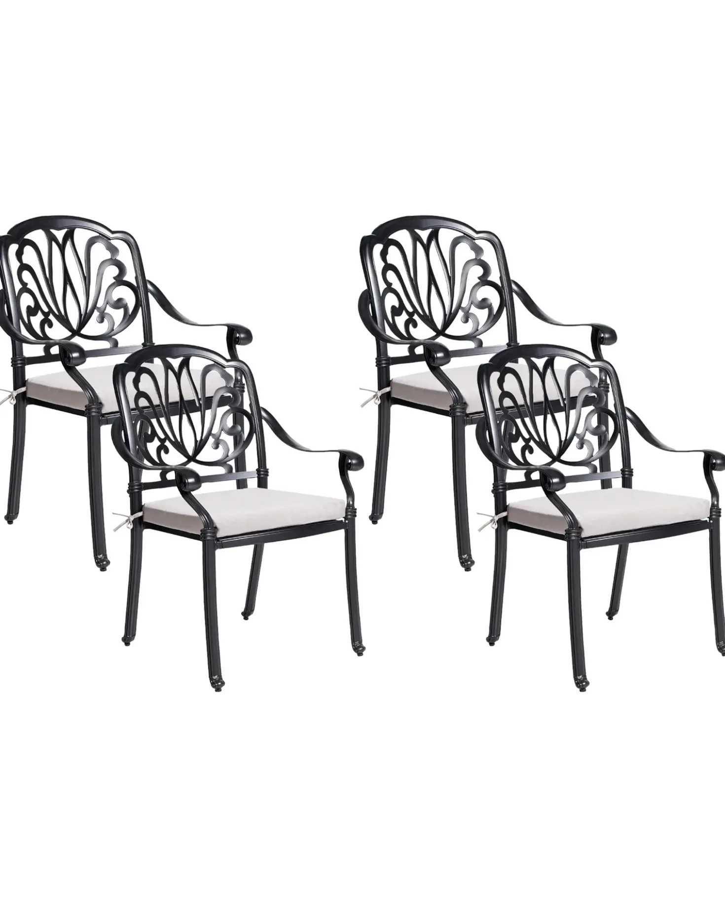 Set di 4 sedie da giardino con cuscini ANCONA Metallo Nero