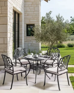 Set di 4 sedie da giardino con cuscini ANCONA Metallo Nero
