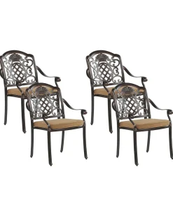 Set di 4 sedie da giardino con cuscini SALENTO Metallo Marrone scuro