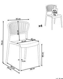 Set di 4 sedie da giardino GELA Nero