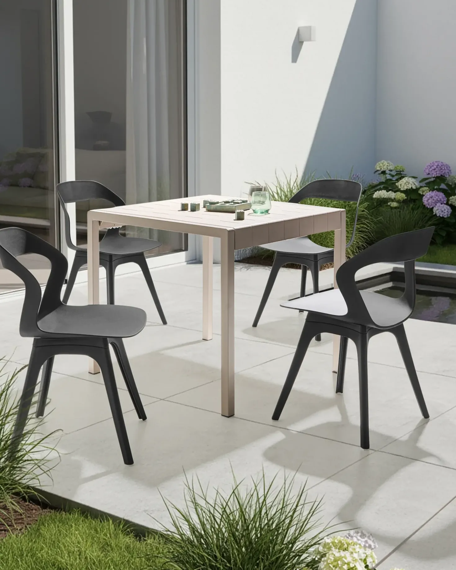 Set di 4 sedie da giardino LACHANIA Nero