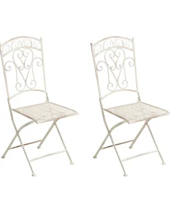Set di 2 sedie da giardino JUINA Pieghevole Metallo Beige chiaro