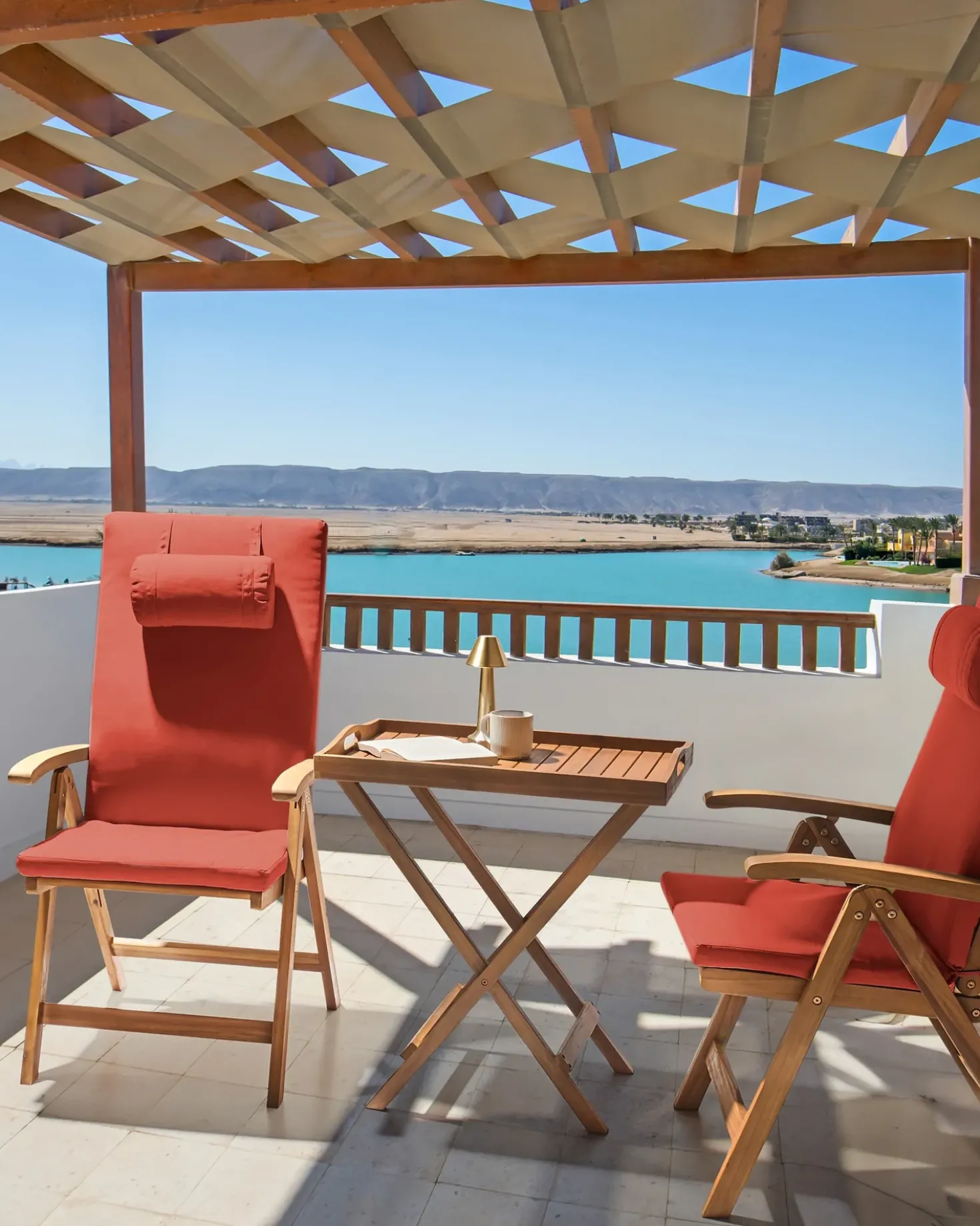Set di 2 sedie da giardino con cuscini JAVA PREMIUM Legno d'acacia Rosso