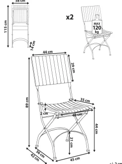 Set di 2 sedie da giardino LASCARI Senza braccia Legno d'acacia Marrone chiaro