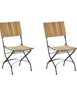 Set di 2 sedie da giardino LASCARI Senza braccia Legno d'acacia Marrone chiaro