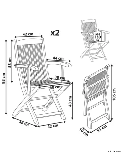 Set di 2 sedie da giardino MAUI Legno d'acacia Marrone chiaro