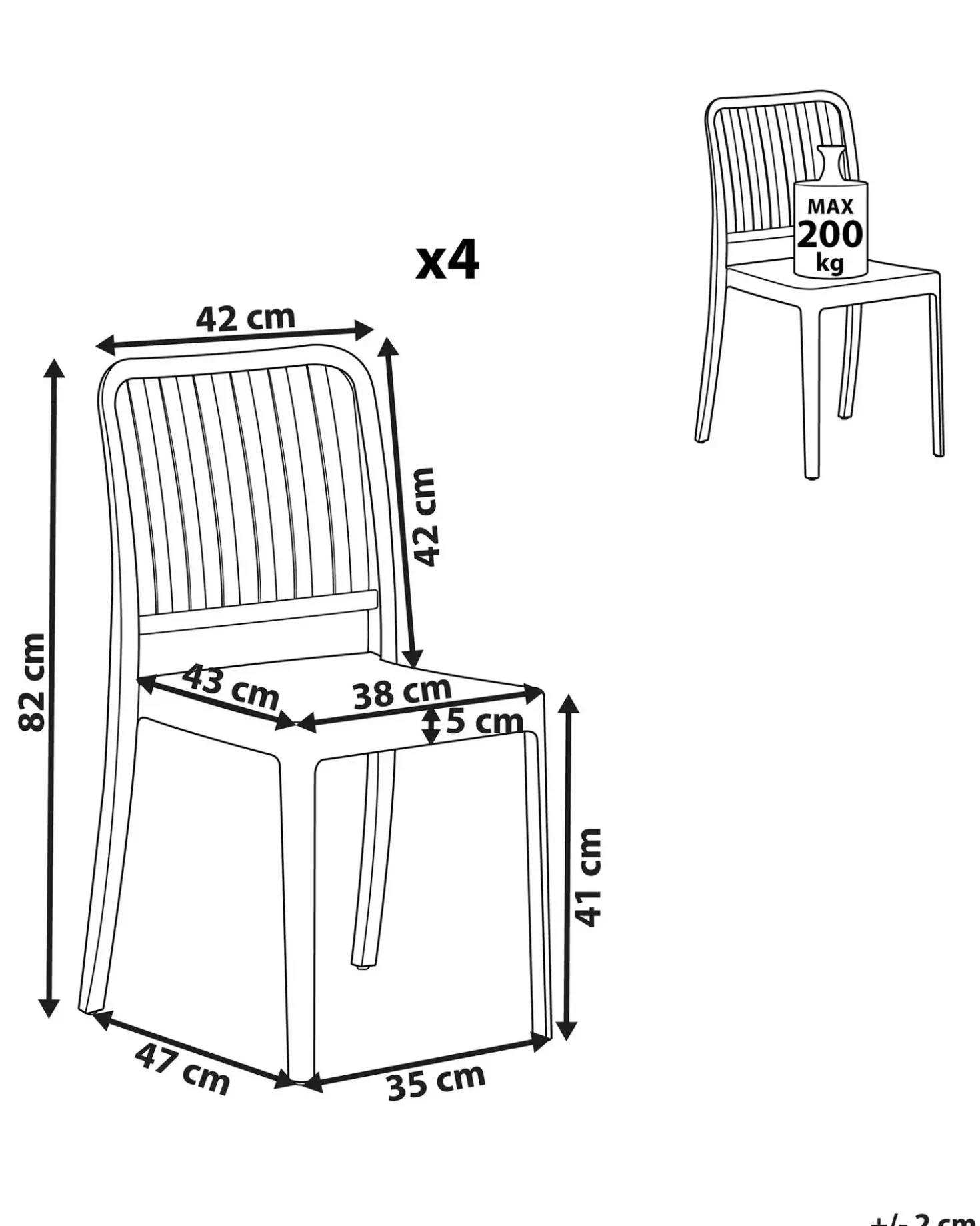 Set di 4 sedie da giardino SERSALE Materiale sintetico Nero