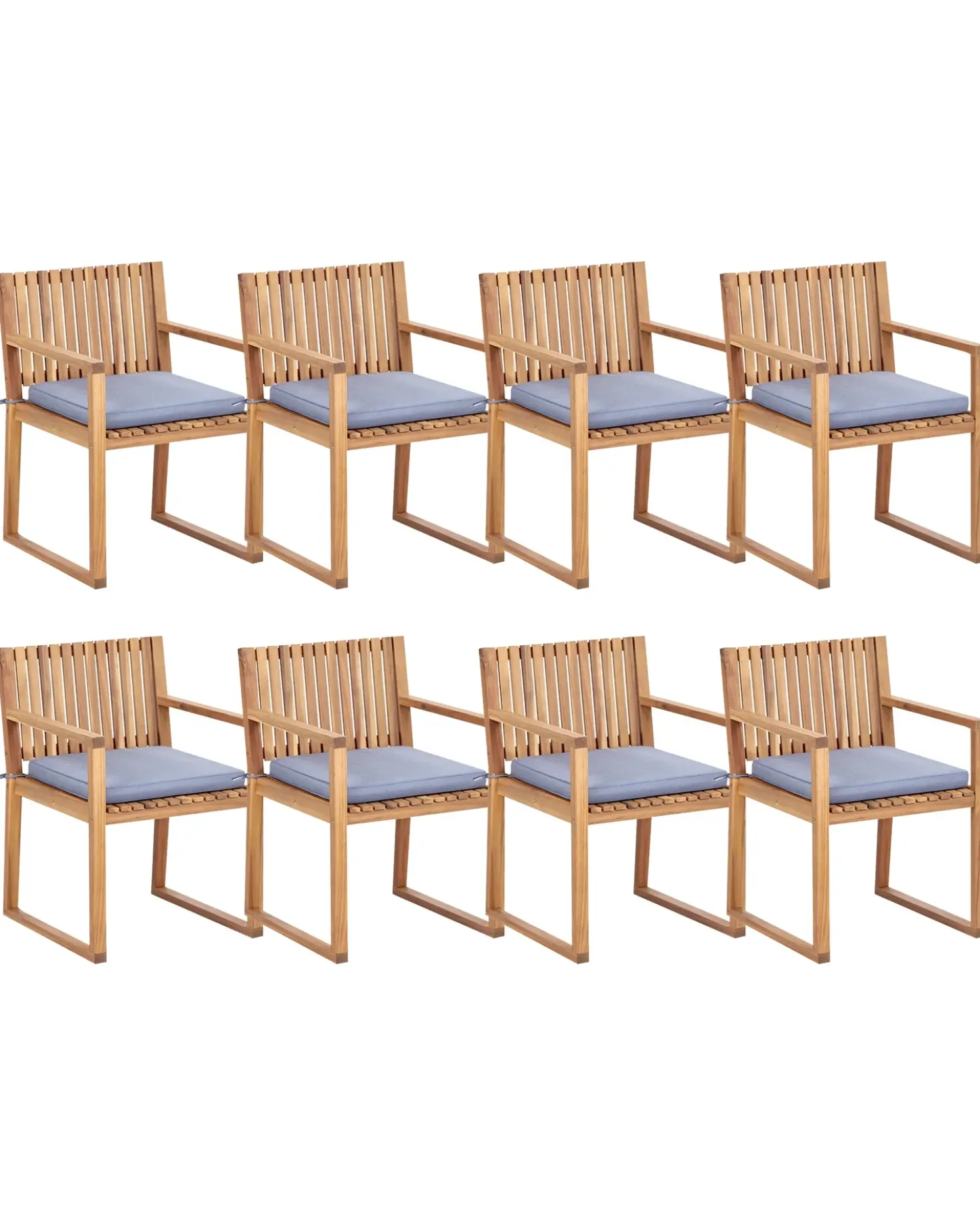 Set di 8 sedie da giardino con cuscini SASSARI II Legno di acacia certificato Blu
