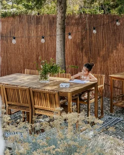 Set di 8 sedie da giardino con cuscini SASSARI II Legno di acacia certificato Blu