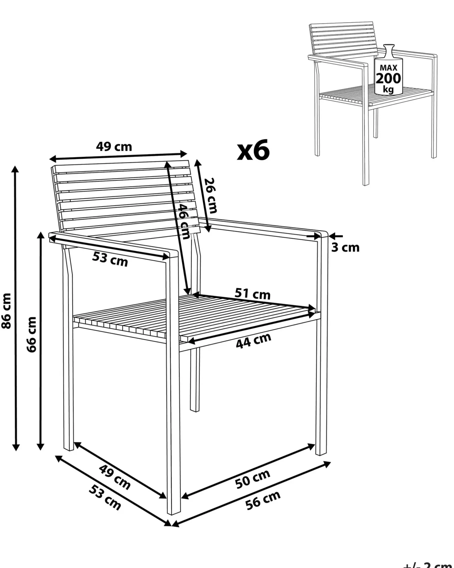 Set di 6 sedie da giardino VIAREGGIO Legno di teak certificato Marrone