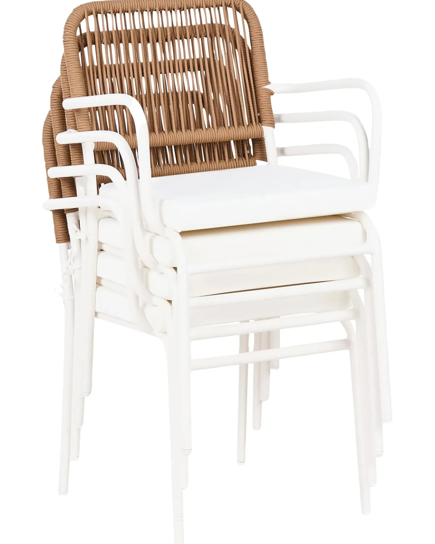 Set di 8 sedie da giardino con cuscini TACENO Metallo Bianco