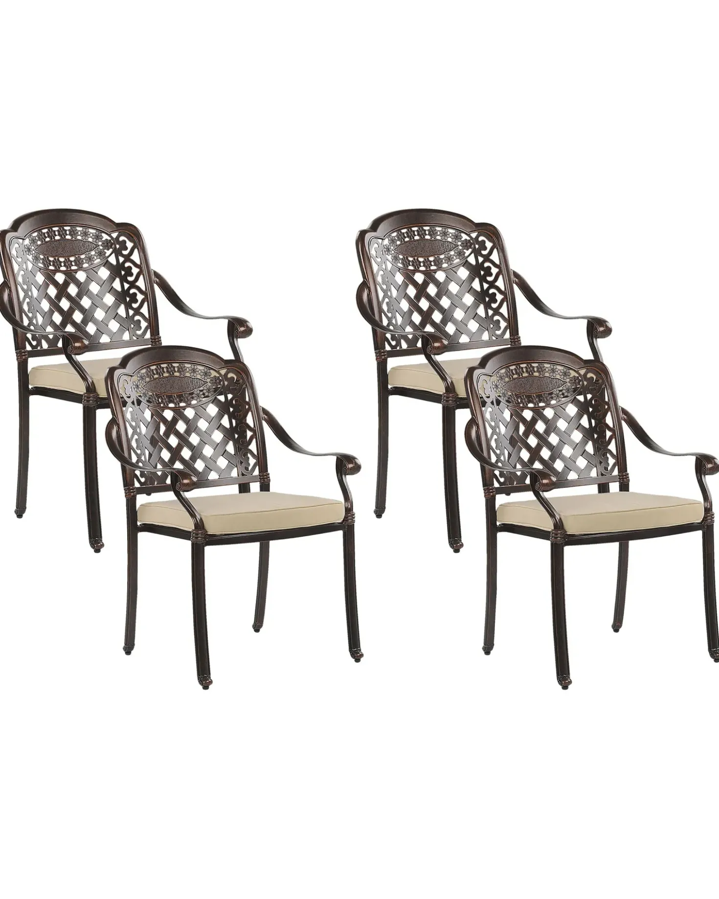 Set di 4 sedie da giardino con cuscini MANFRIA Metallo Marrone scuro