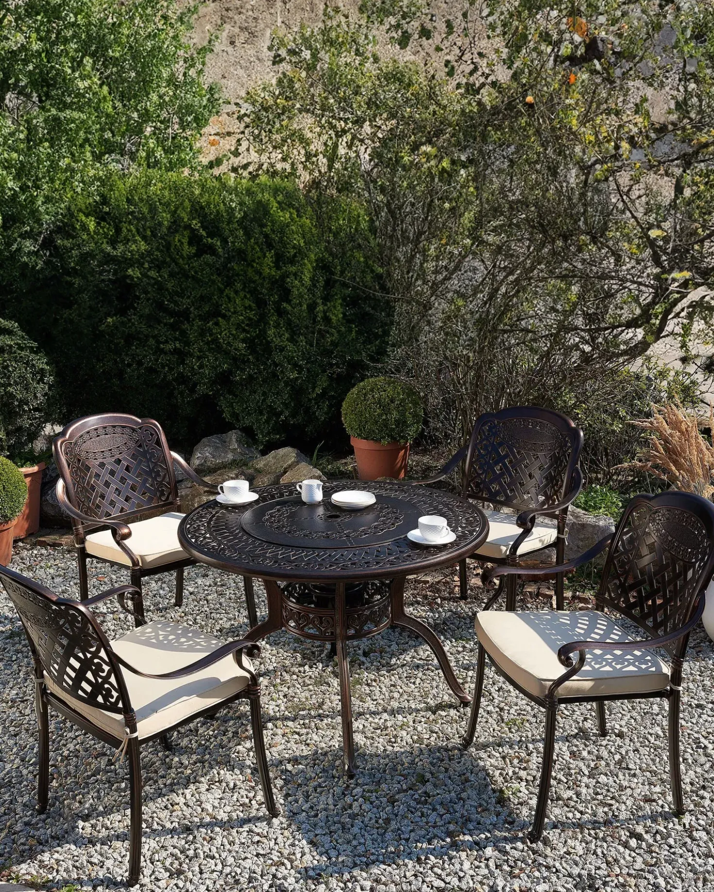Set di 4 sedie da giardino con cuscini MANFRIA Metallo Marrone scuro