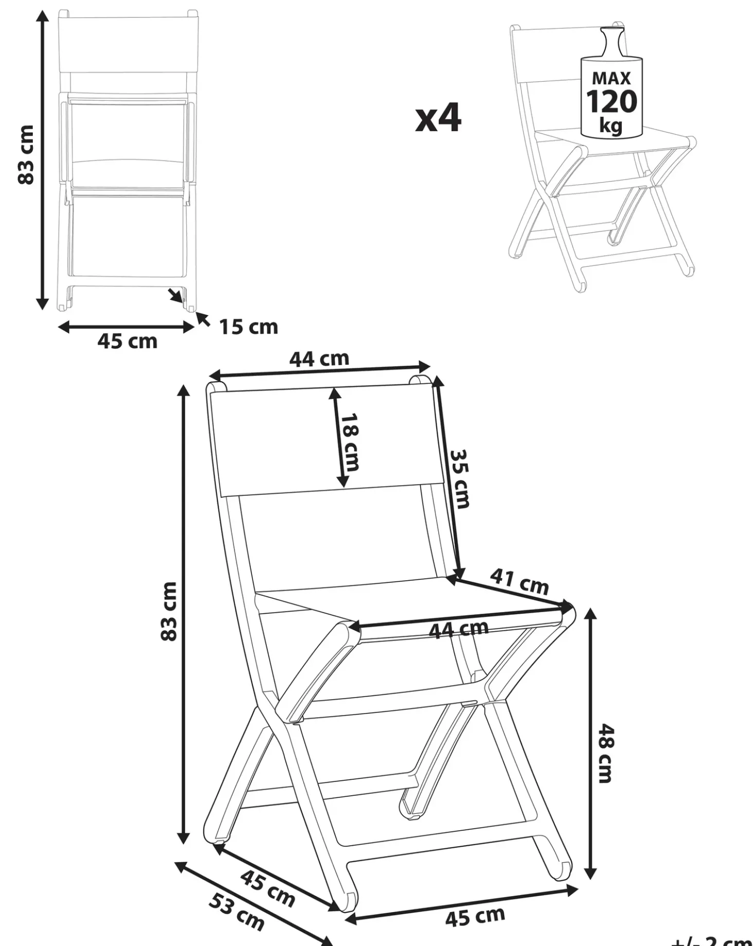 Set di 4 sedie da giardino TALCA Grigio scuro
