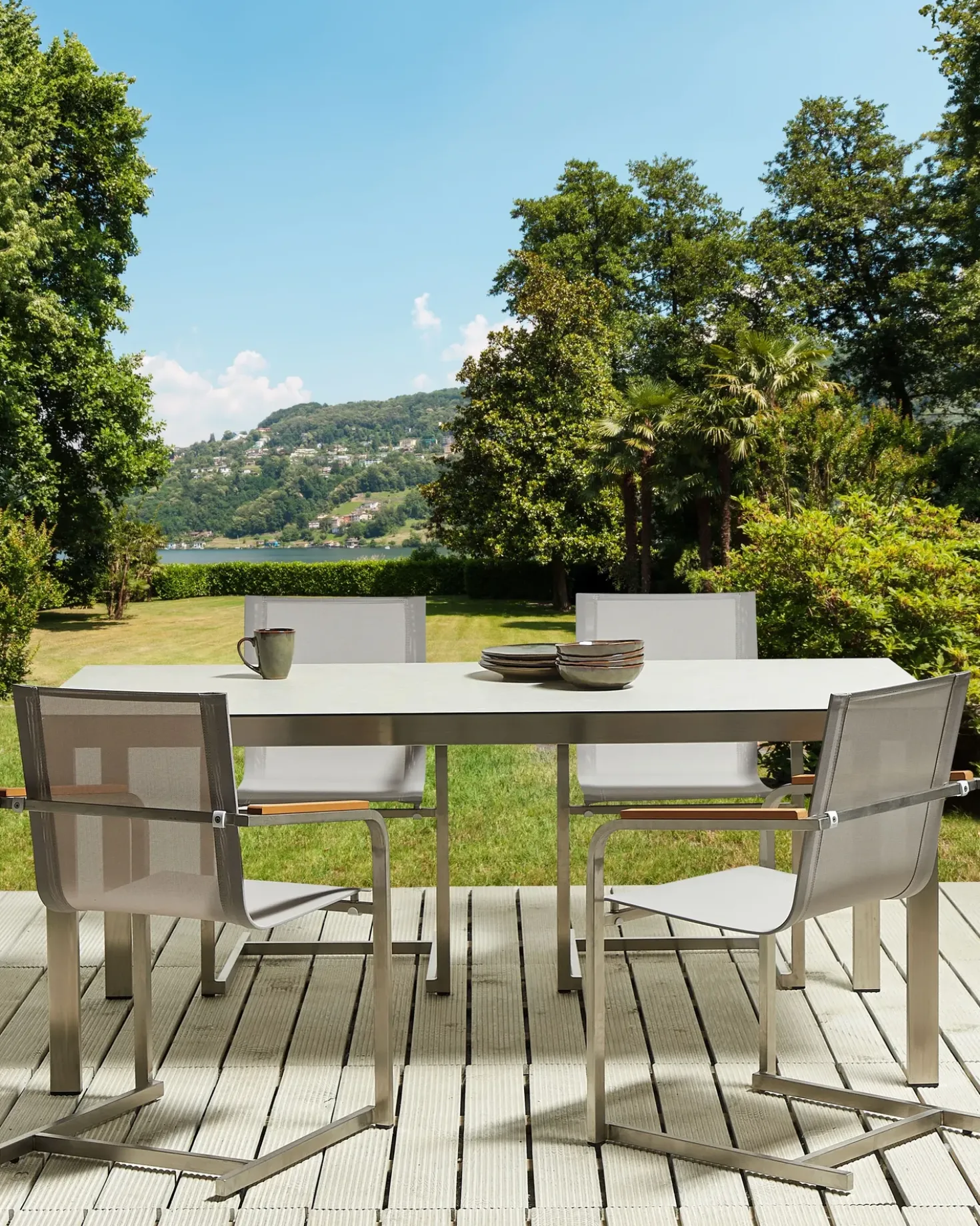 Set di 4 sedie da giardino COSOLETO Acciaio inox Beige