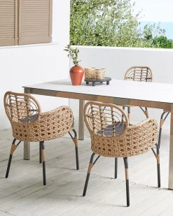 Set di 4 sedie da giardino con cuscini PRATELLO Rattan sintetico (PE) Naturale