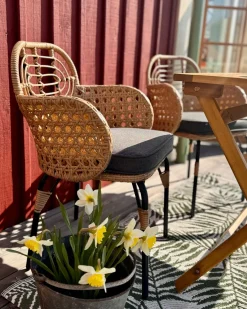 Set di 4 sedie da giardino con cuscini PRATELLO Rattan sintetico (PE) Naturale