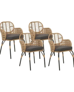 Set di 4 sedie da giardino con cuscini PRATELLO Rattan sintetico (PE) Naturale