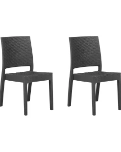 Set di 2 sedie da giardino FOSSANO Materiale sintetico Grigio grafite