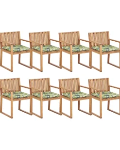 Set di 8 sedie da giardino con cuscini SASSARI II Legno di acacia certificato Verde
