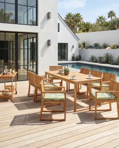 Set di 8 sedie da giardino con cuscini SASSARI II Legno di acacia certificato Verde