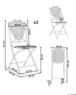 Set di 2 sedie da giardino PAVIA Pieghevole Metallo Bianco sporco