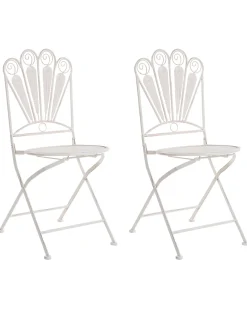 Set di 2 sedie da giardino PAVIA Pieghevole Metallo Bianco sporco