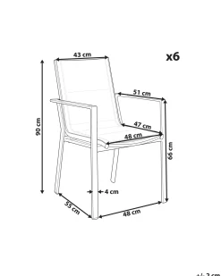 Set di 6 sedie da giardino BUSSETO Metallo Grigio