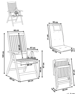 Set di 2 sedie da giardino con cuscini JAVA Legno d'acacia Blu