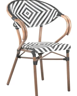 Set di 4 sedie da giardino CASPRI Rattan sintetico (PE) Nero/Bianco