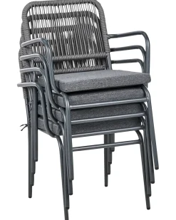 Set di 8 sedie da giardino con cuscini TACENO Metallo Grigio