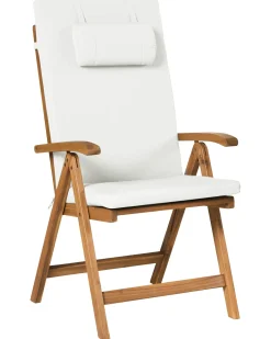 Set di 6 sedie da giardino con cuscini JAVA PREMIUM Legno d'acacia Bianco sporco