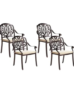 Set di 4 sedie da giardino con cuscini ANCONA Metallo Marrone scuro