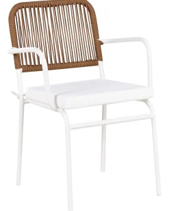 Set di 4 sedie da giardino con cuscini TACENO Metallo Bianco