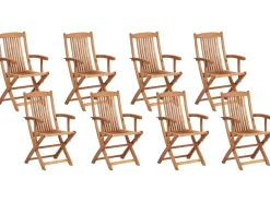 Set di 8 sedie da giardino con cuscini MAUI PREMIUM Legno d'acacia Blu