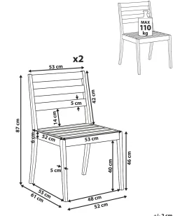 Set di 2 sedie da giardino CHIOGGIA Legno di acacia certificato Marrone chiaro