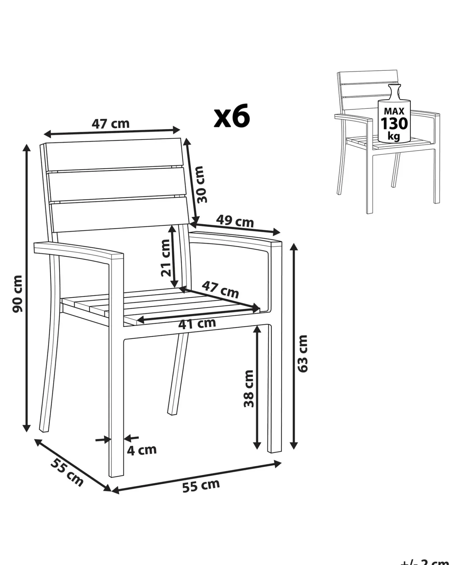Set di 6 sedie da giardino COMO Beige