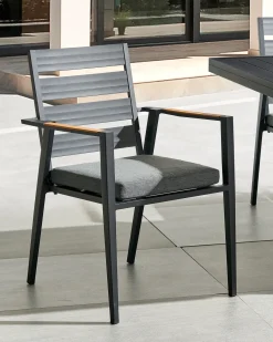 Set di 6 sedie da giardino con cuscini TAVIANO Metallo Nero